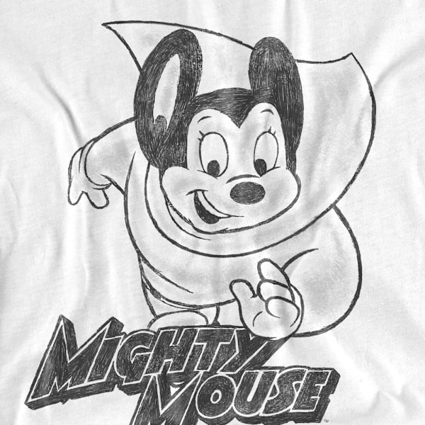 Mighty Mouse Unisex Vuxen Mighty Sketch T-Shirt XL Vit White XL