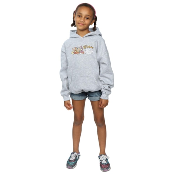 The Flintstones Girls Family Car Distressed Hoodie 12-13 år Sports Grey 12-13 Years