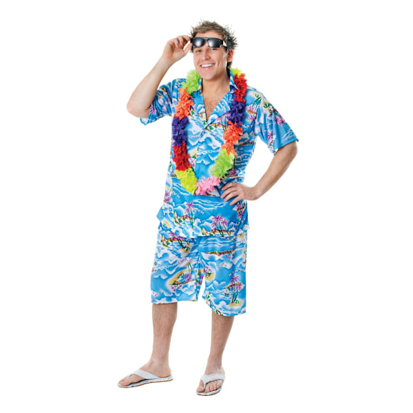 Bristol Novelty Herr Hawaiian Skjorta Och Shorts En Storlek Blå Blue One Size