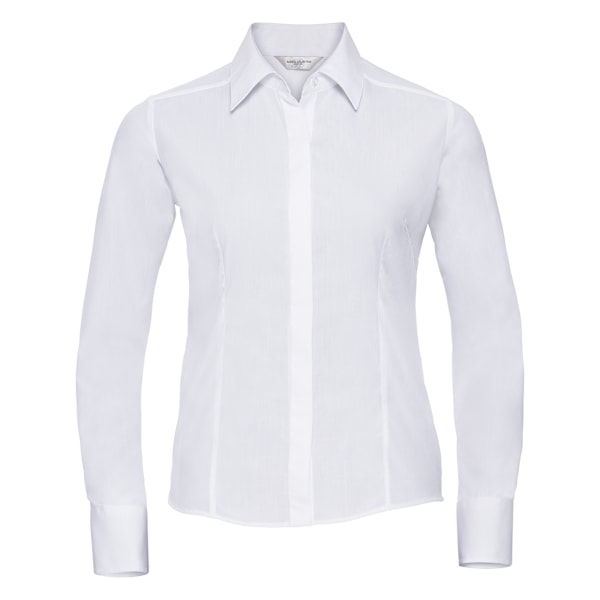 Russell Collection Dam/Kvinnors Långärmad Poly-Bomull Easy C White 4XL