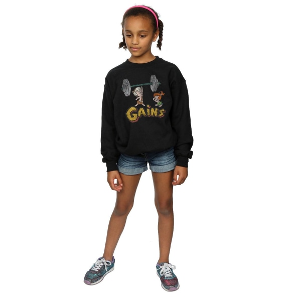 The Flintstones Girls Bam Bam Gains Distressed Sweatshirt 12-13 Black 12-13 Years