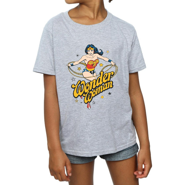 DC Comics Girls Wonder Woman Stars Bomull T-shirt 5-6 år Spo Sports Grey 5-6 Years