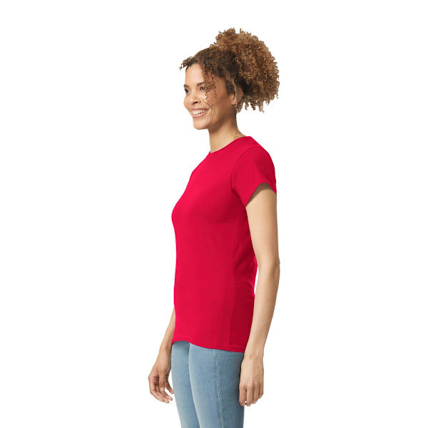 Gildan Womens/Ladies Softstyle Plain Ringspun Cotton Fitted T-Shirt Red 16 UK