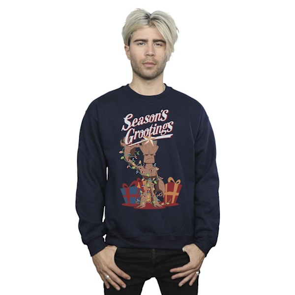 Marvel Comics Groot Season´s Grootings Sweatshirt 4 för män Navy Blue 4XL