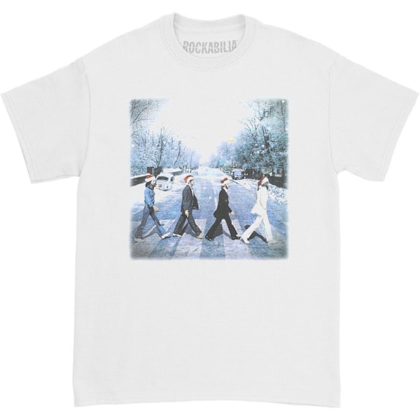 The Beatles Unisex Adult Abbey Christmas Cotton T-Shirt S Vit White S