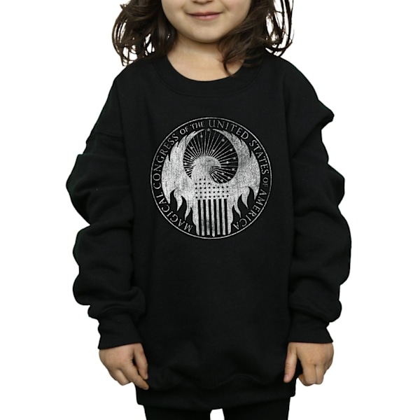 Fantastiska vidunder Girls Distressed Magical Congress Sweatshirt 7 Black 7-8 Years