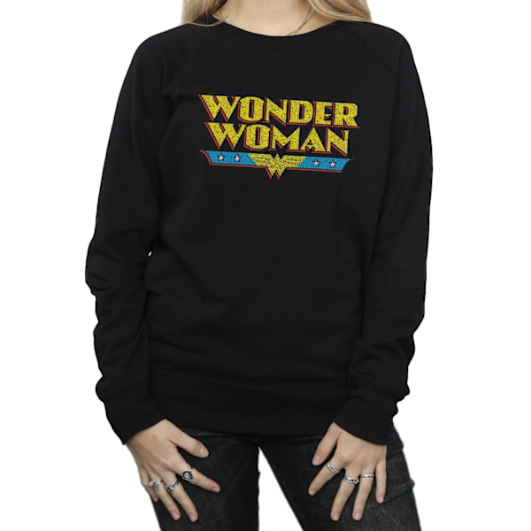 DC Comics Dam/Kvinnor Wonder Woman Crackle Logo Sweatshirt S Black S