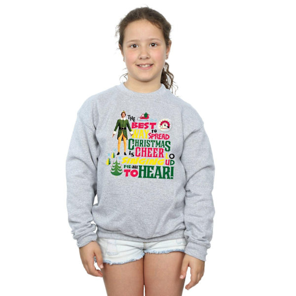 Elf Girls Christmas Cheer Sweatshirt 7-8 år Sports Grey Sports Grey 7-8 Years