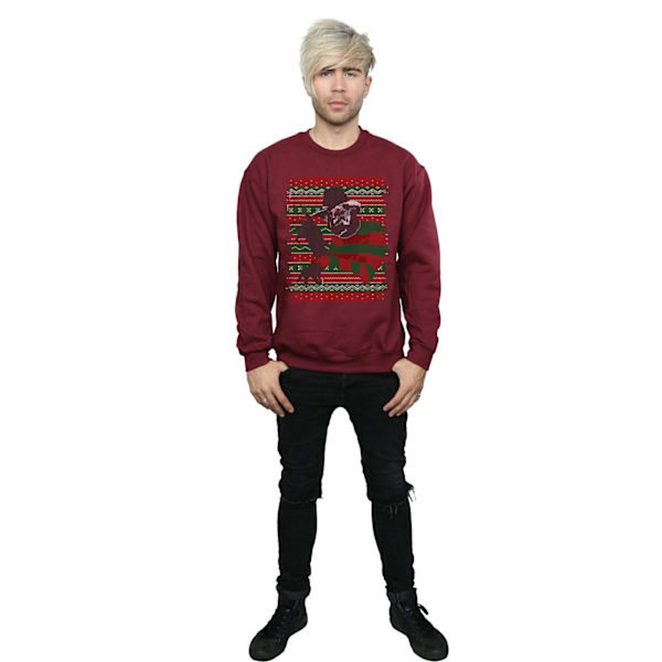 A Nightmare On Elm Street Herr Jul Fair Isle Sweatshirt M Burgundy M