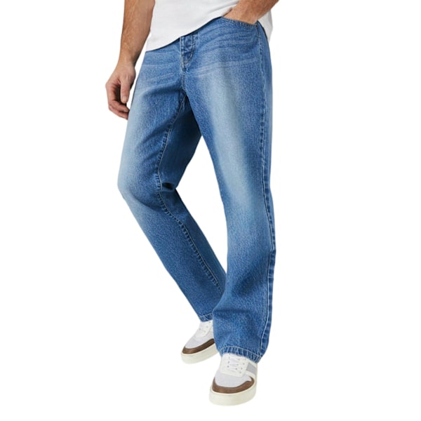 Maine herr Stone Wash Relaxed Fit Jeans 34S Blå Blue 34S