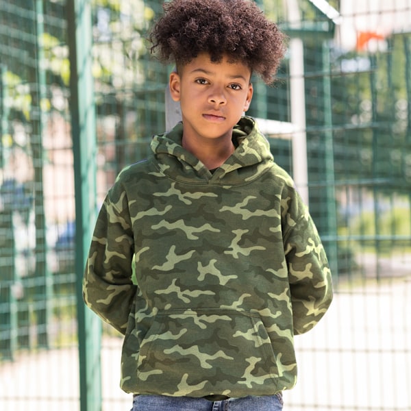 AWDis Barn/Barn Hoodie 5-6 År Grön Camo Green Camo 5-6 Years