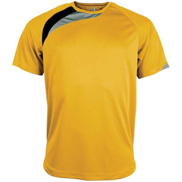 Kariban Proact herr kortärmad rundhalsad sport T-shirt L gul Yellow/ Black/ Storm Grey L