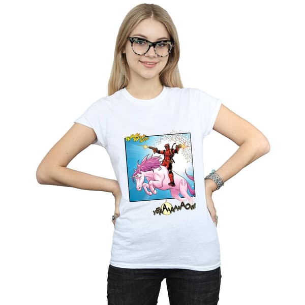 Marvel Dam Deadpool Hey You T-shirt i bomull M Vit White M