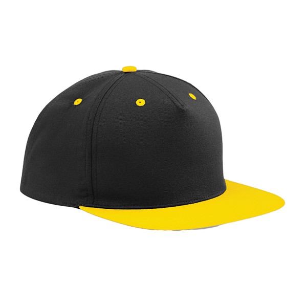 Beechfield Unisex Adult Contrast 5 Panel Snapback Cap One Size Black/Yellow One Size