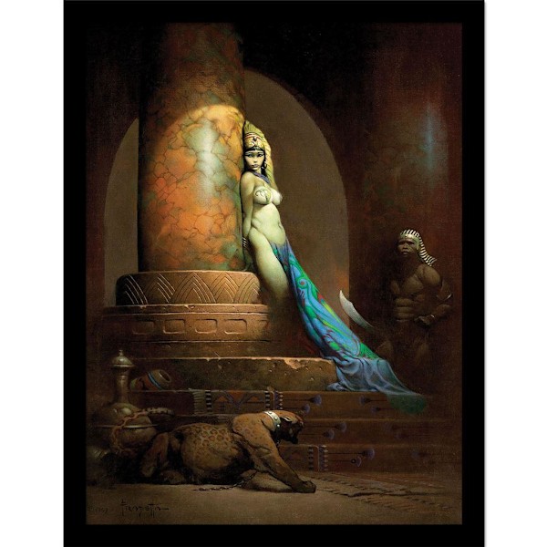 Frazetta egyptisk drottning inramad affisch 40cm x 30cm brun/flerfärgad Brown/Multicoloured 40cm x 30cm
