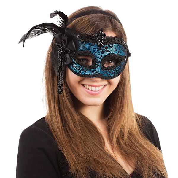 Bristol Novelty Vuxen Unisex Sidofjäder Ögonmask En Storlek Blå Blue One Size