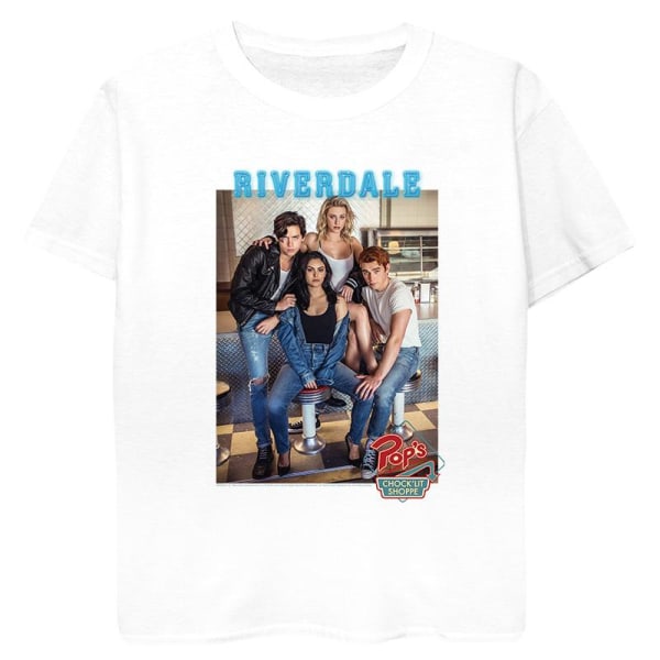 Riverdale Girls Pops Group Photo T-shirt i bomull 12-13 år Whi White 12-13 Years