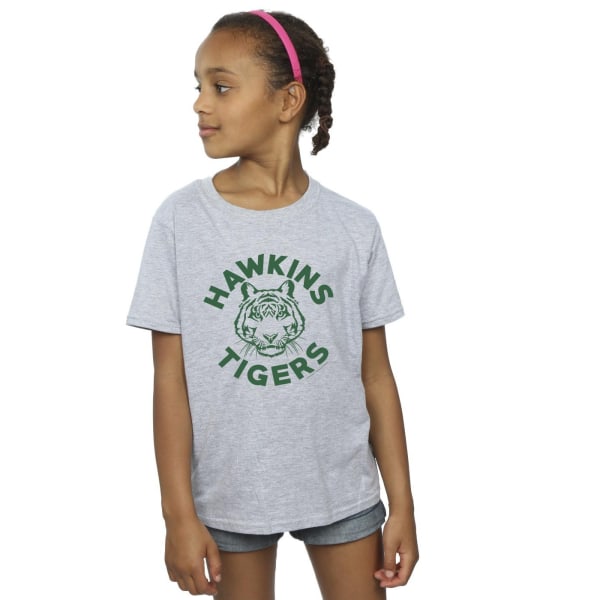 Netflix Girls Stranger Things Hawkins Tigers Cotton T-Shirt 9-1 Sports Grey 9-11 Years