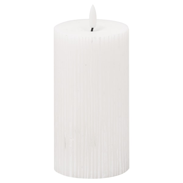 Hill Interiors Luxe Collection Ribbed Natural Glow Elektrisk Ljus White 10cm x 7cm x 7cm