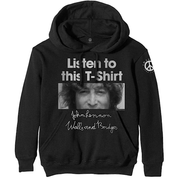 John Lennon Unisex Vuxen Lyssna På Detta Pullover Hoodie L Svart Black L