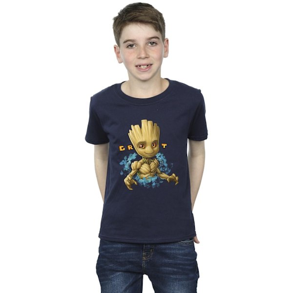 Guardians Of The Galaxy Boys Groot Flowers T-Shirt 12-13 år Navy Blue 12-13 Years