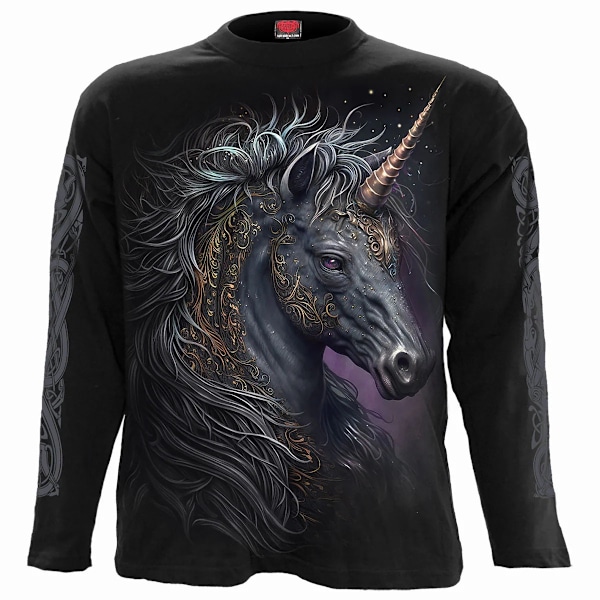 Spiral Direct Unisex Celtic Unicorn Långärmad T-shirt Black XXL