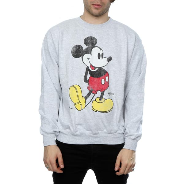 Disney Herr Mickey Mouse Classic Kick Sweatshirt XL Heather Grå Heather Grey XL