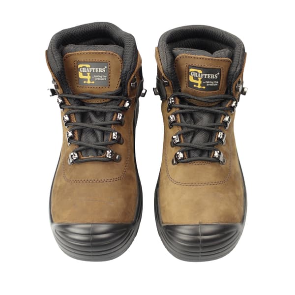 Grafters Herr Super Bred EEEE Passform Säkerhetskängor 13 UK Mörkbrun Dark Brown 13 UK