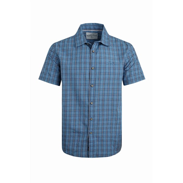 Weird Fish Judd Rutig Ekologisk Bomull Kortärmad Skjorta för Män Ensign Blue 4XL