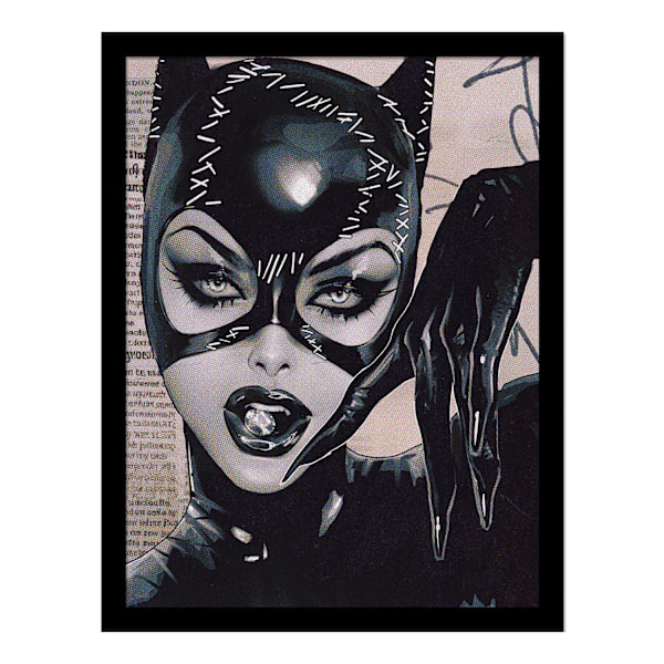 DC Comics Catwoman Pearls Catwoman Pearl Inramad Poster 45cm x 3 Black/Cream 45cm x 35cm