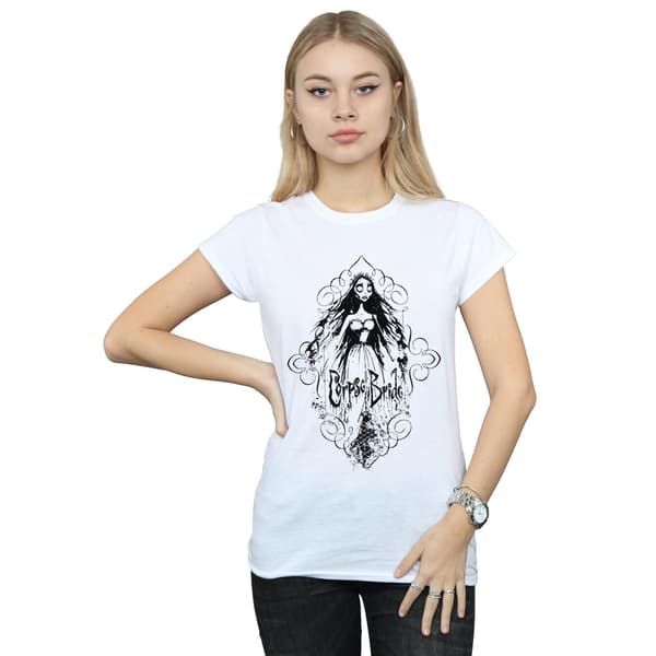Corpse Bride Dam/Dam Sketched Bride T-shirt i bomull M Vit White M