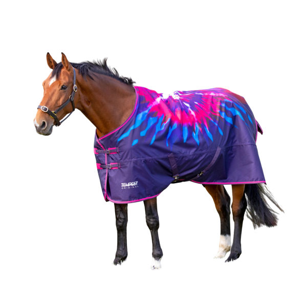 Tempest Original Tie Dye 200g Standard Neck Horse Turnout Matta 4 Navy/Pink 4´ 6