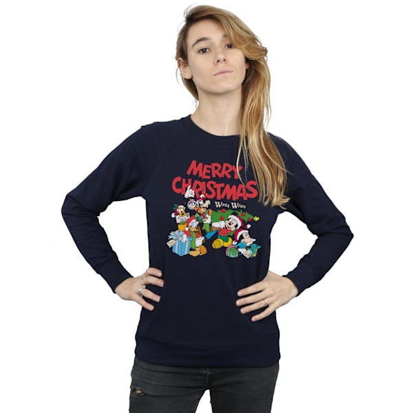 Disney Dam/Kvinnor Mickey Och Vänner Vinterönskningar Sweatshirt Navy Blue S