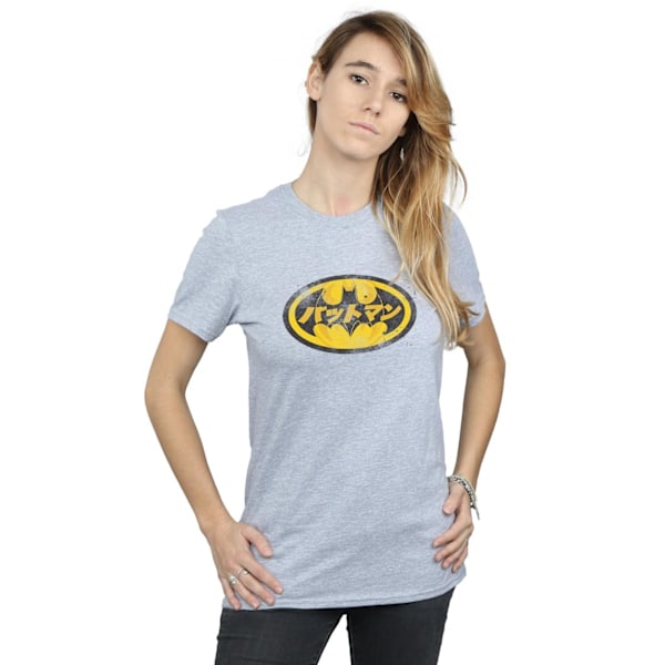 Batman Dam/Damer Japansk Logotyp Bomull Boyfriend T-shirt S S Sports Grey S