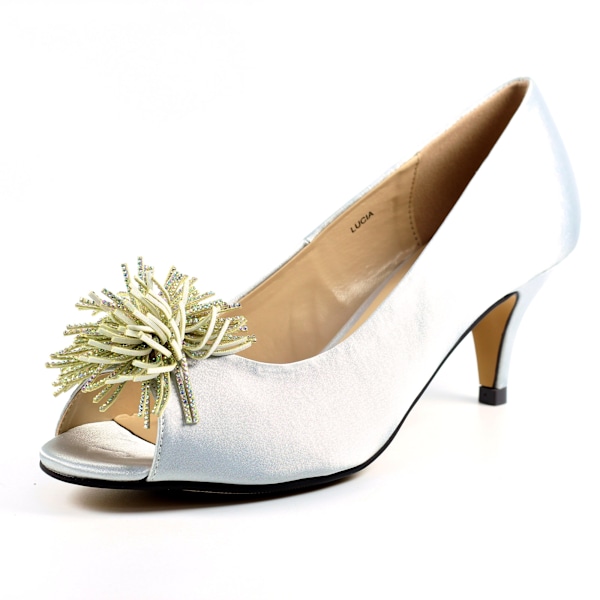 Lunar Dam/Damer Lucia Satäng Pumps 6 UK Silver Silver 6 UK