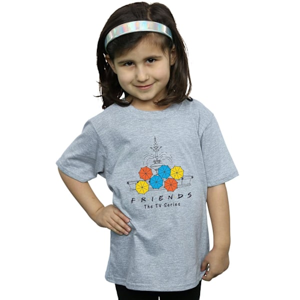 Friends Girls Fountain And Umbrellas Bomull T-Shirt 7-8 År S Sports Grey 7-8 Years