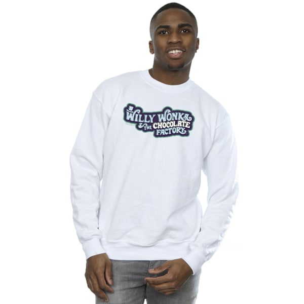 Willy Wonka Herr Chokladfabrik Logotyp Sweatshirt 4XL Vit White 4XL