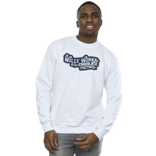 Willy Wonka Herr Chokladfabrik Logotyp Sweatshirt S Vit White S