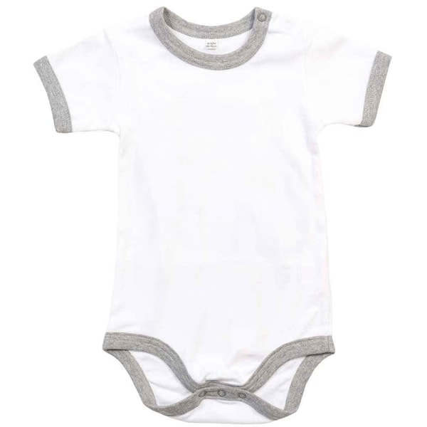 Babybugz Baby Ringer Bodysuit 6-12 månader Vit/Ljungmärgel White/Heather Marl 6-12 Months