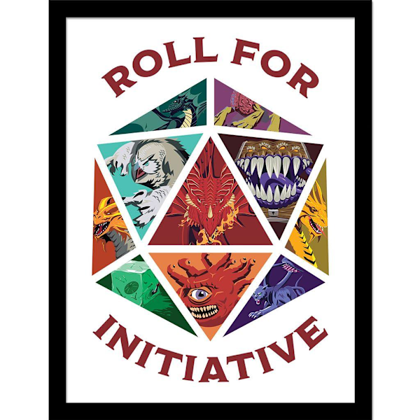 Dungeons & Dragons karaktärer inramad affisch 40cm x 30cm Multico Multicoloured 40cm x 30cm
