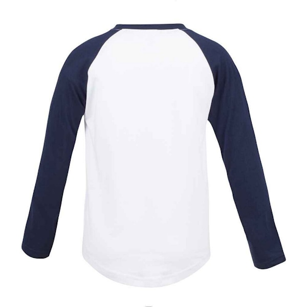 SF Minni Barn/Barn Long-Sleeved Baseball T-Shirt 7-8 År White/Oxford Navy 7-8 Years