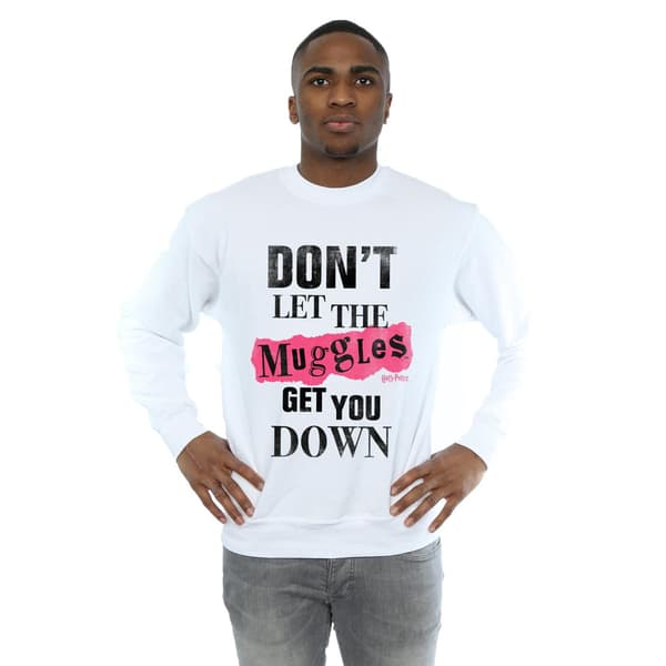 Harry Potter Muggles Clippings Sweatshirt för män, S, vit White S