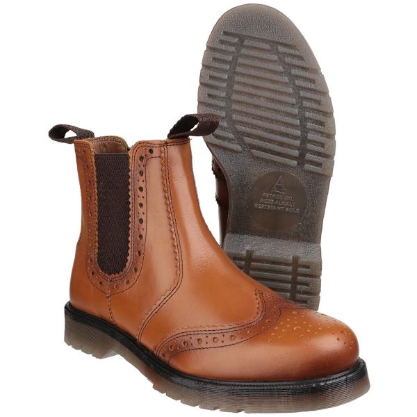 Amblers Herr Dalby Pull On Brogue Boots 6 UK Tan Tan 6 UK