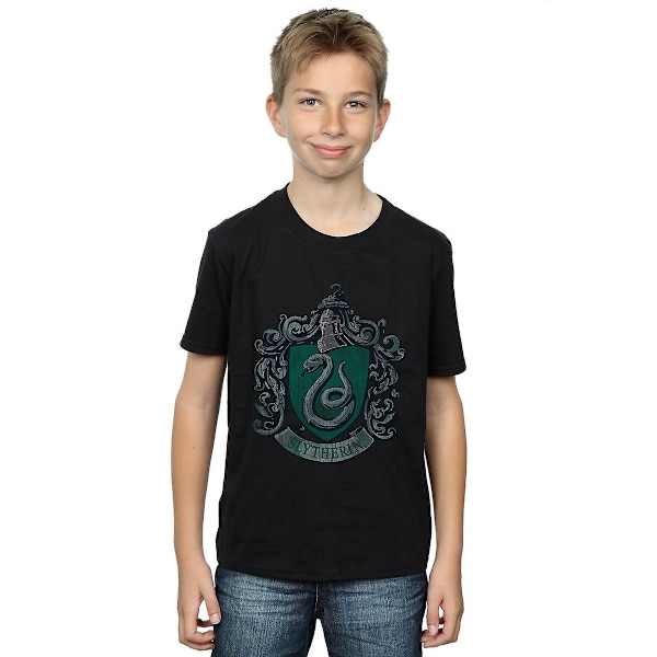 Harry Potter Boys Slytherin Distressed Cotton T-Shirt 9-11 år Black 9-11 Years