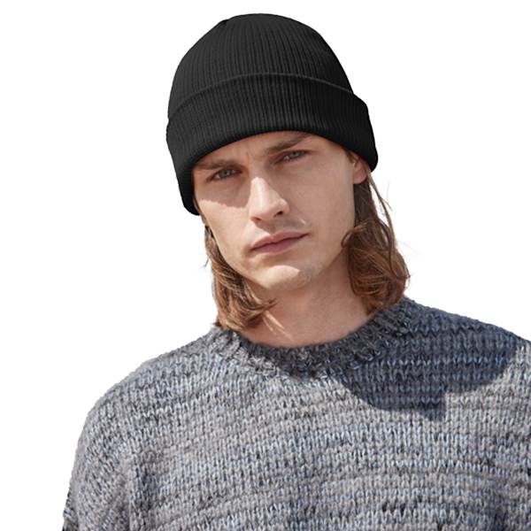 Beechfield Unisex Vuxen Ekologisk Bomull Fin Stickad Mössa En Storlek Black One Size