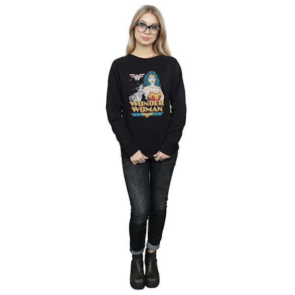 DC Comics Dam/Kvinnor Wonder Woman Poserar Sweatshirt M Svart Black M