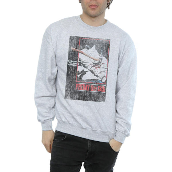 Fredag den 13:e Herr Distressed Axe Poster Sweatshirt XXL Sports Grå Sports Grey XXL