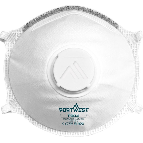Portwest Dolomite P304 Lättviktsventilationsmask (Förpackning med 1) White One Size