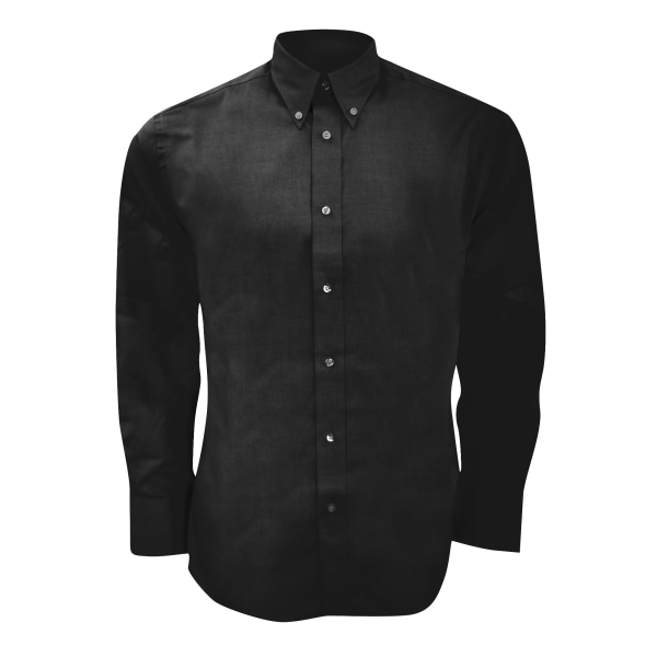 Kustom Kit Herr långärmad skräddarsydd Premium Oxford skjorta 1 Black 18inch