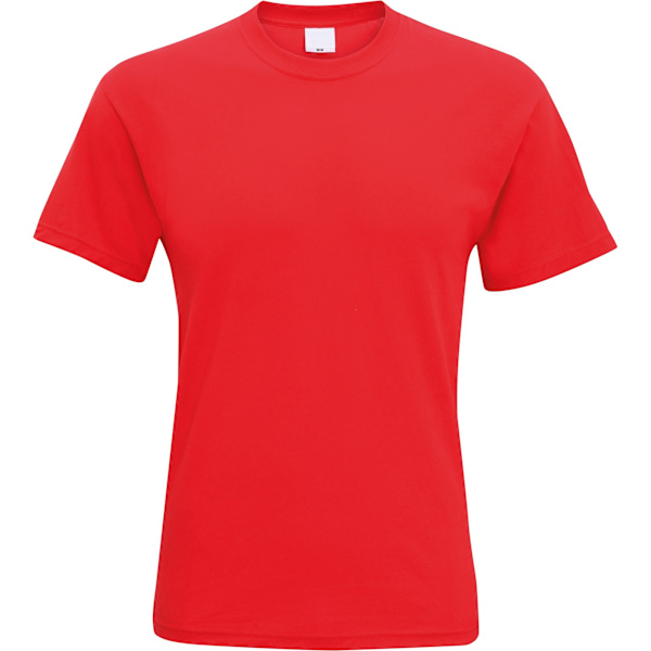 Herr kortärmad casual T-shirt stor ljusröd Bright Red Large
